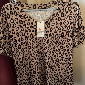 Leopard Print Women's Top - Black and Tan